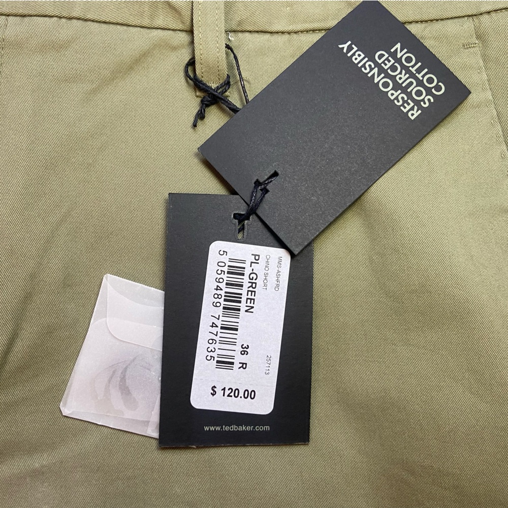 Ted Baker London Ashfrd Chino Shorts Sz 36 Pale Green Preppy Golf - Picture 4 of 9